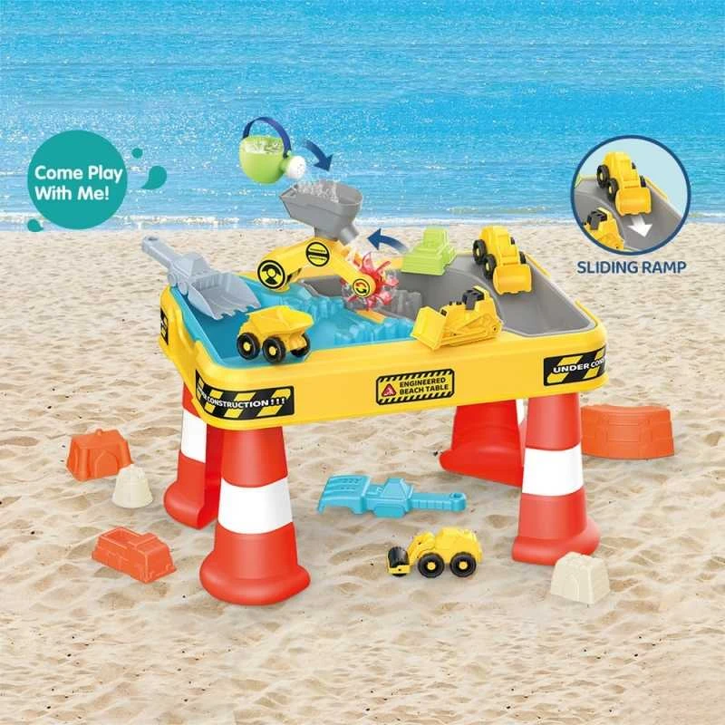 WOOPIE 53170 Vandens stalas 2in1 smėlio dėžės statybvietė + 4 automobiliai 12vnt.