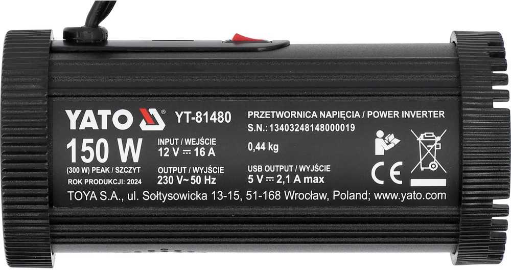 150 W 12 V į 230 V automobilinis maitinimo keitiklis su USB prievadu, įtampos keitiklis, automobilinis adapteris