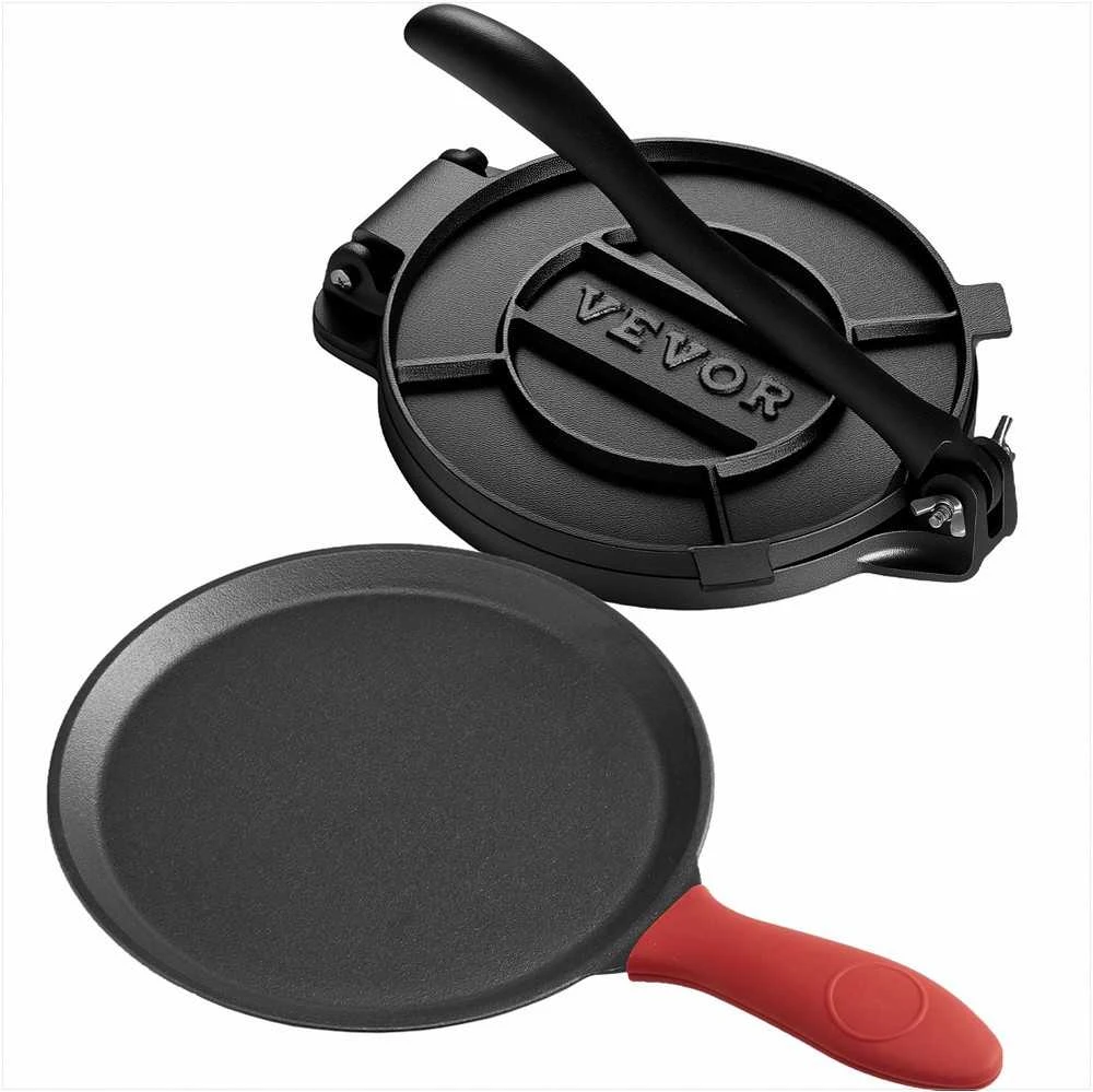 20 cm ketaus tortilijų presas, tvirtas ergonomiškas tešlos formuotuvas su kepimo popieriumi, roti ir paplotėlių presas, tortilijų gaminimo alternatyva