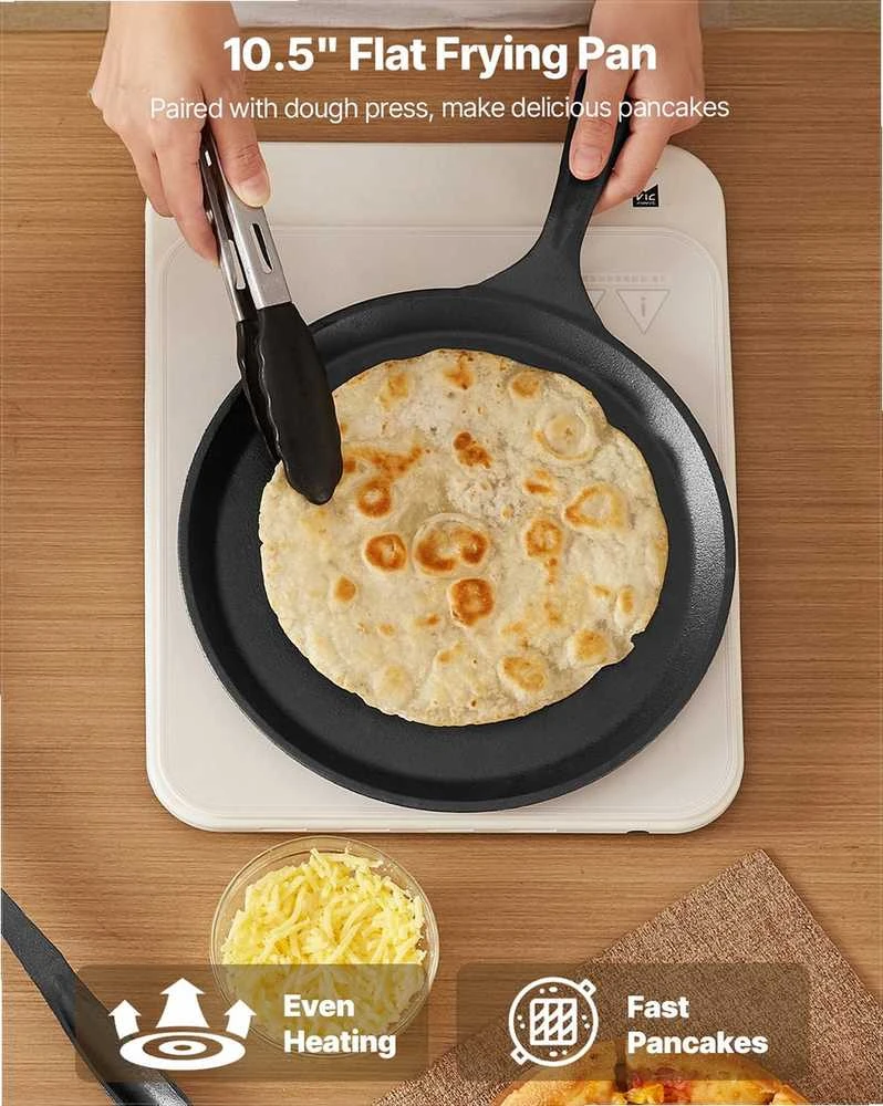 20 cm ketaus tortilijų presas, tvirtas ergonomiškas tešlos formuotuvas su kepimo popieriumi, roti ir paplotėlių presas, tortilijų gaminimo alternatyva