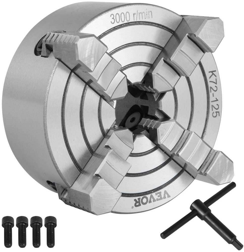 VEVOR 5 colių tekinimo staklių griebtuvas, 4 kumštelių, nepriklausomas, metalo tekinimo griebtuvas, mini tekinimo griebtuvas, atbulinis griebtuvas