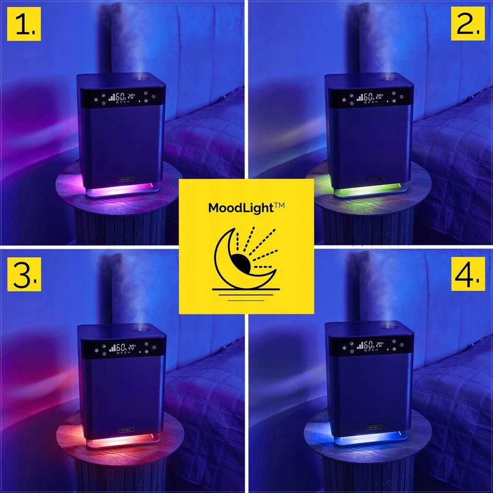 5-in-1 ultragarsinis oro drėkintuvas namams, UV sterilizacija, Wi-Fi valdymas, nuotaikos apšvietimas, išmanusis drėkintuvas, plazminis jonizatorius, oro valymas