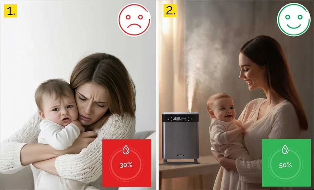 5-in-1 ultragarsinis oro drėkintuvas namams, UV sterilizacija, Wi-Fi valdymas, nuotaikos apšvietimas, išmanusis drėkintuvas, plazminis jonizatorius, oro valymas