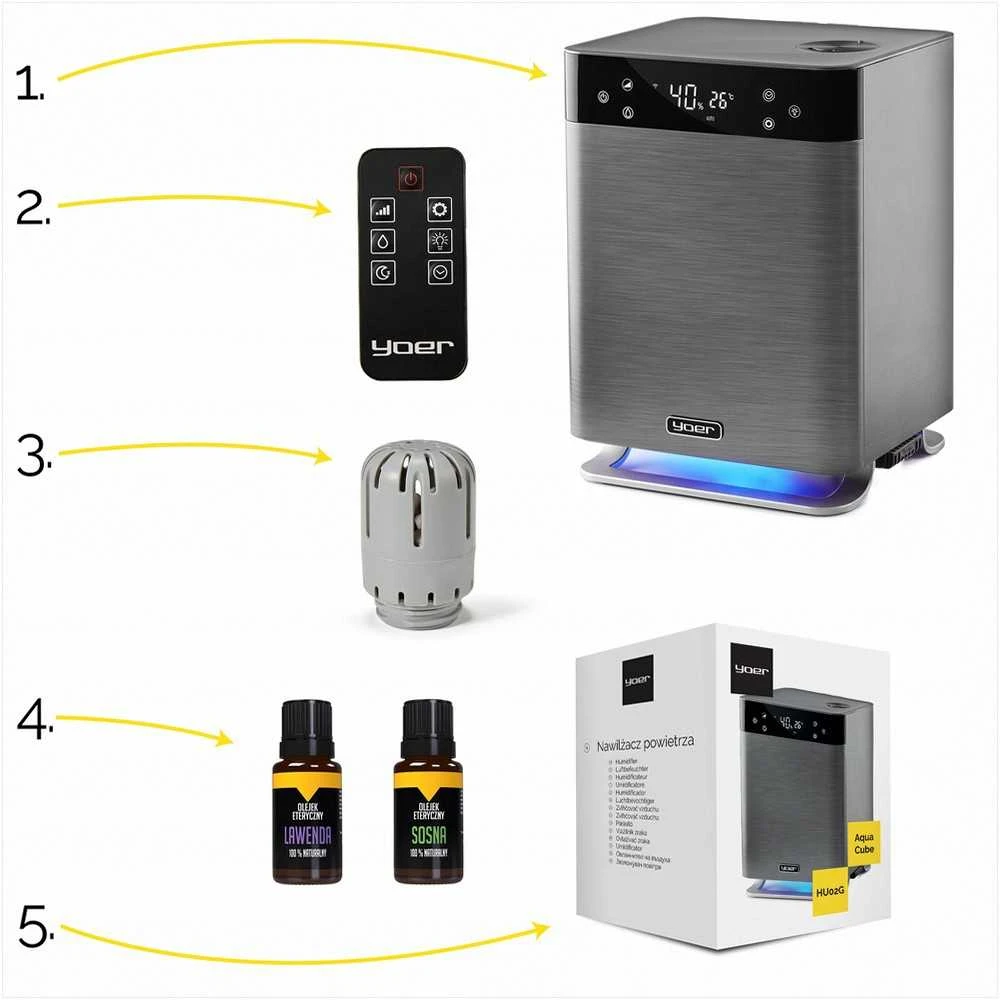 5-in-1 ultragarsinis oro drėkintuvas namams, UV sterilizacija, Wi-Fi valdymas, nuotaikos apšvietimas, išmanusis drėkintuvas, plazminis jonizatorius, oro valymas