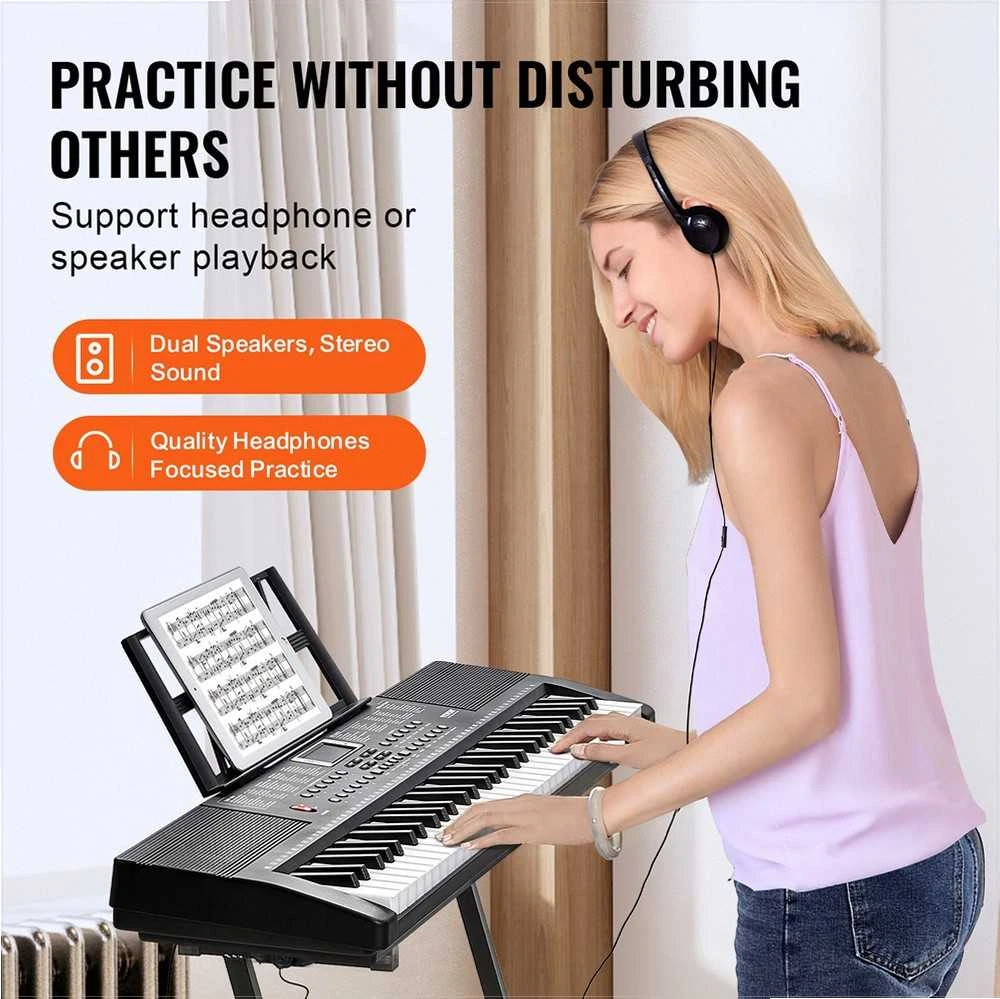 61 klavišo skaitmeninis pianinas pradedantiesiems, nešiojama elektrinė klaviatūra su integruotais garsiakalbiais, skaitmeninis pianinas, klaviatūra pradedantiesiems