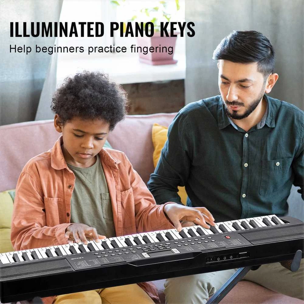 61 klavišo skaitmeninis pianinas pradedantiesiems, nešiojama elektrinė klaviatūra su integruotais garsiakalbiais, skaitmeninis pianinas, klaviatūra pradedantiesiems