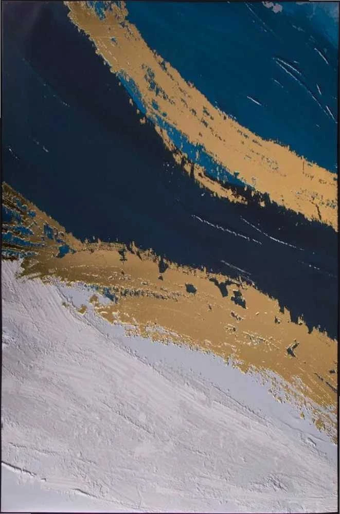 Eurofirany Abstraktaus meno sienų paveikslas, pilkos ir mėlynos spalvų gama, modernus dekoratyvinis paveikslas, 60x90 cm įrėminta drobė, minimalistinis interjero dekoras, stilinga namų puošmena