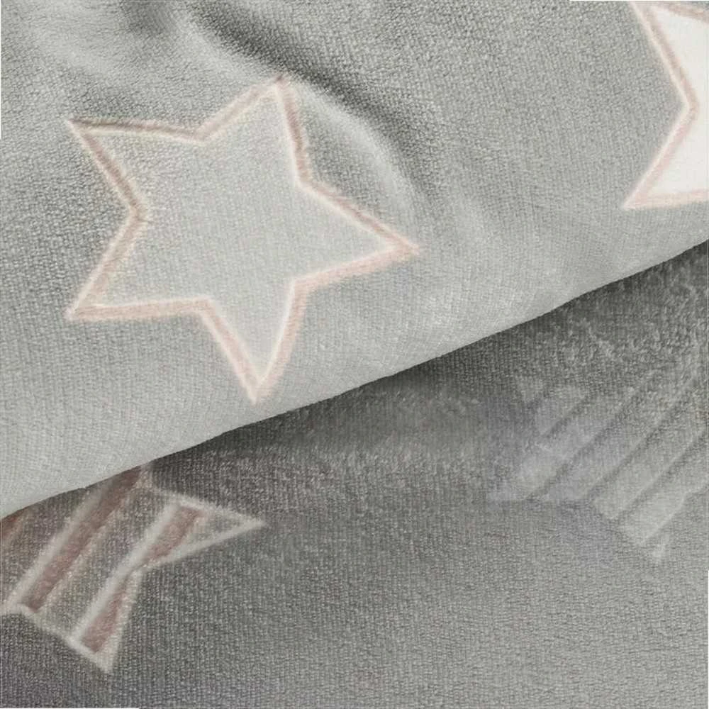 Eurofirany Aksominės patalynės komplektas 220x200 cm, šiltas žieminis antklodės užvalkalas su pagalvių užvalkalais, minkštas poliesterio aksomas, žvaigždžių raštas, šiluminis komfortas, miegamojo tekstilė