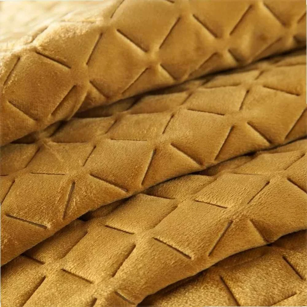 Eurofirany Aksominis geometrinis pledas, dvipusis dekoratyvinis užtiesalas, 200x220 cm, karšto presavimo dygsniuota lovatiesė, poliesterio miegamojo dekoras, minkštas lovos užklotas Lovatiesė