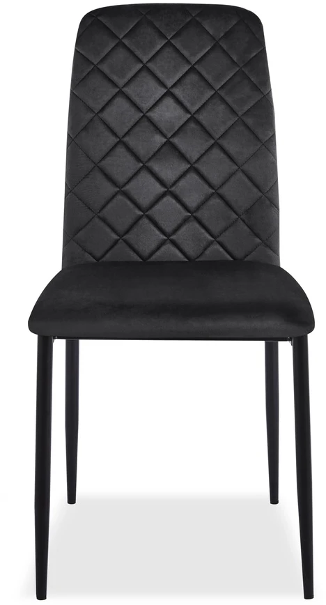 Aksominis valgomojo kėdė svetainei, dygsniuotas dizainas, juodos metalinės kojos, 90 cm aukščio, minkšta kėdė su atlošu, moderni valgomojo kėdė