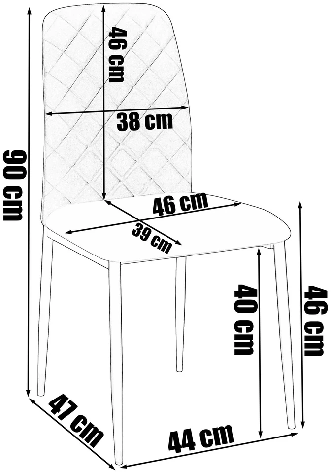 Aksominis valgomojo kėdė svetainei, dygsniuotas dizainas, juodos metalinės kojos, 90 cm aukščio, minkšta kėdė su atlošu, moderni valgomojo kėdė