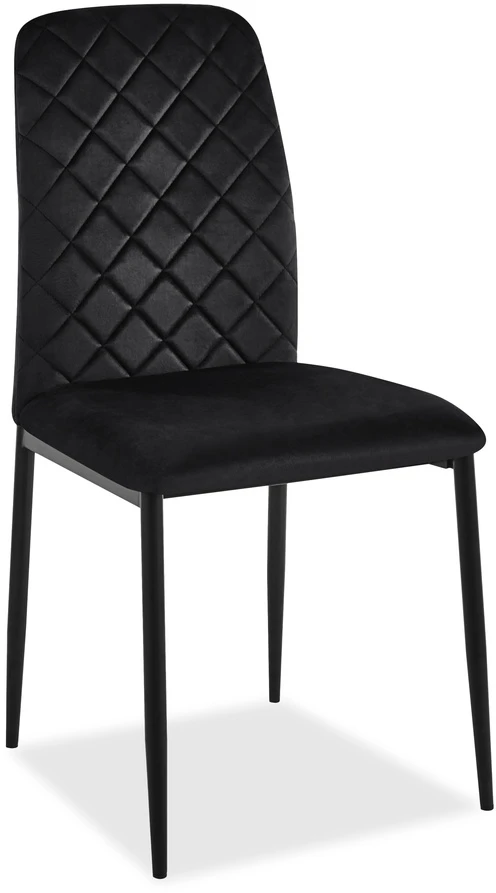 Aksominis valgomojo kėdė svetainei, dygsniuotas dizainas, juodos metalinės kojos, 90 cm aukščio, minkšta kėdė su atlošu, moderni valgomojo kėdė