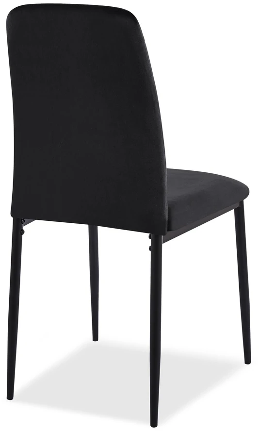 Aksominis valgomojo kėdė svetainei, dygsniuotas dizainas, juodos metalinės kojos, 90 cm aukščio, minkšta kėdė su atlošu, moderni valgomojo kėdė