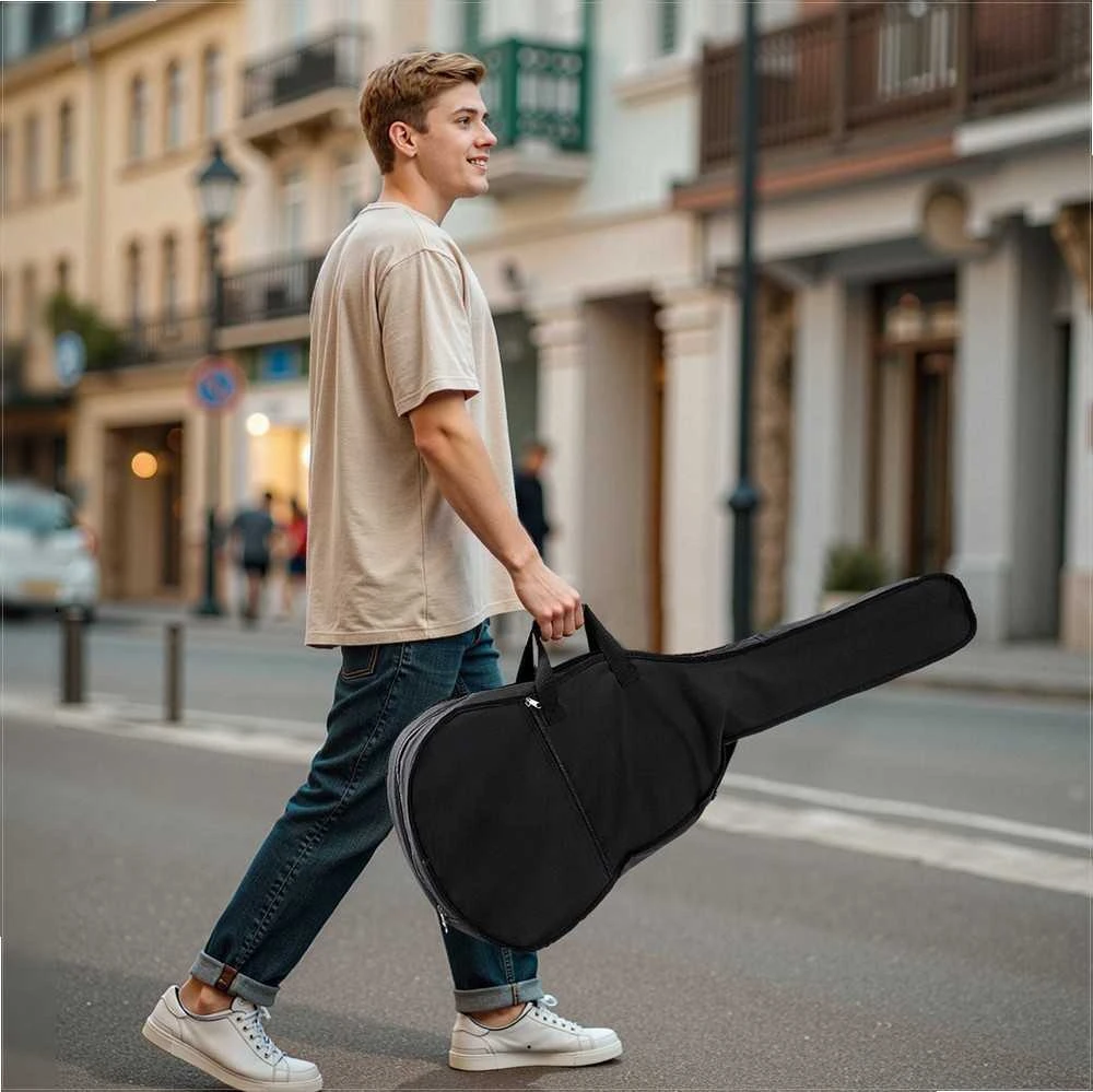 Akustinė gitara pradedantiesiems, natūralios apdailos dreadnought, pilnas komplektas su dėklu, pradedančiųjų akustinė gitara, dreadnought gitara, akustinės gitaros rinkinys
