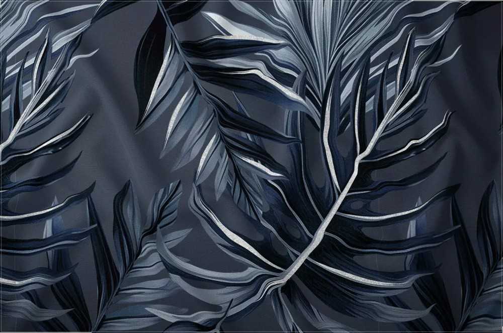 Atlasinės patalynės komplektas 160x200 cm, tamsiai mėlyni lapai, užtrauktukas, minkšta medvilninė patalynė, gėlėta patalynė, miegamojo patalynė