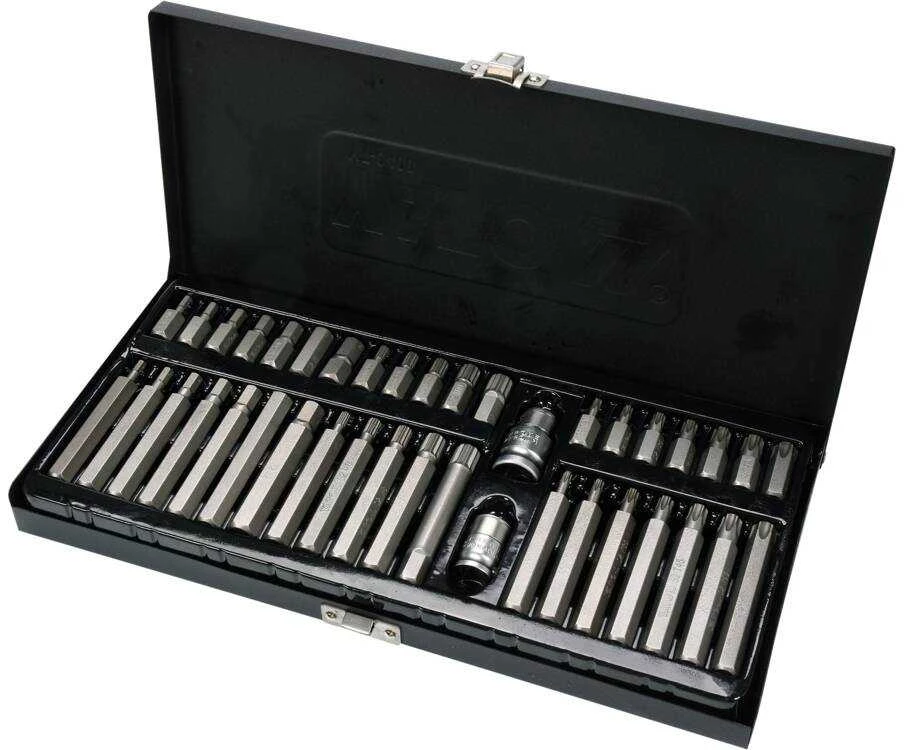 Atsuktuvų antgalių rinkinys, šešiabriauniai, torx, spline, 40 dalių, mechaniniai įrankiai