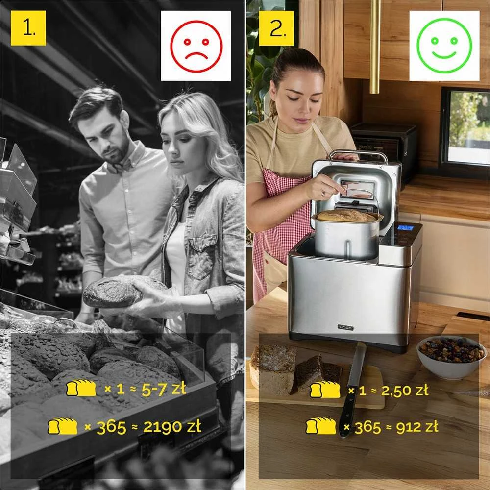 Automatinė duonkepė namų kepimui, nerūdijantis plienas, 19 programų, atidėtas startas, duonos kepimo mašina, namų kepyklėlė, automatinis duonos kepimo aparatas