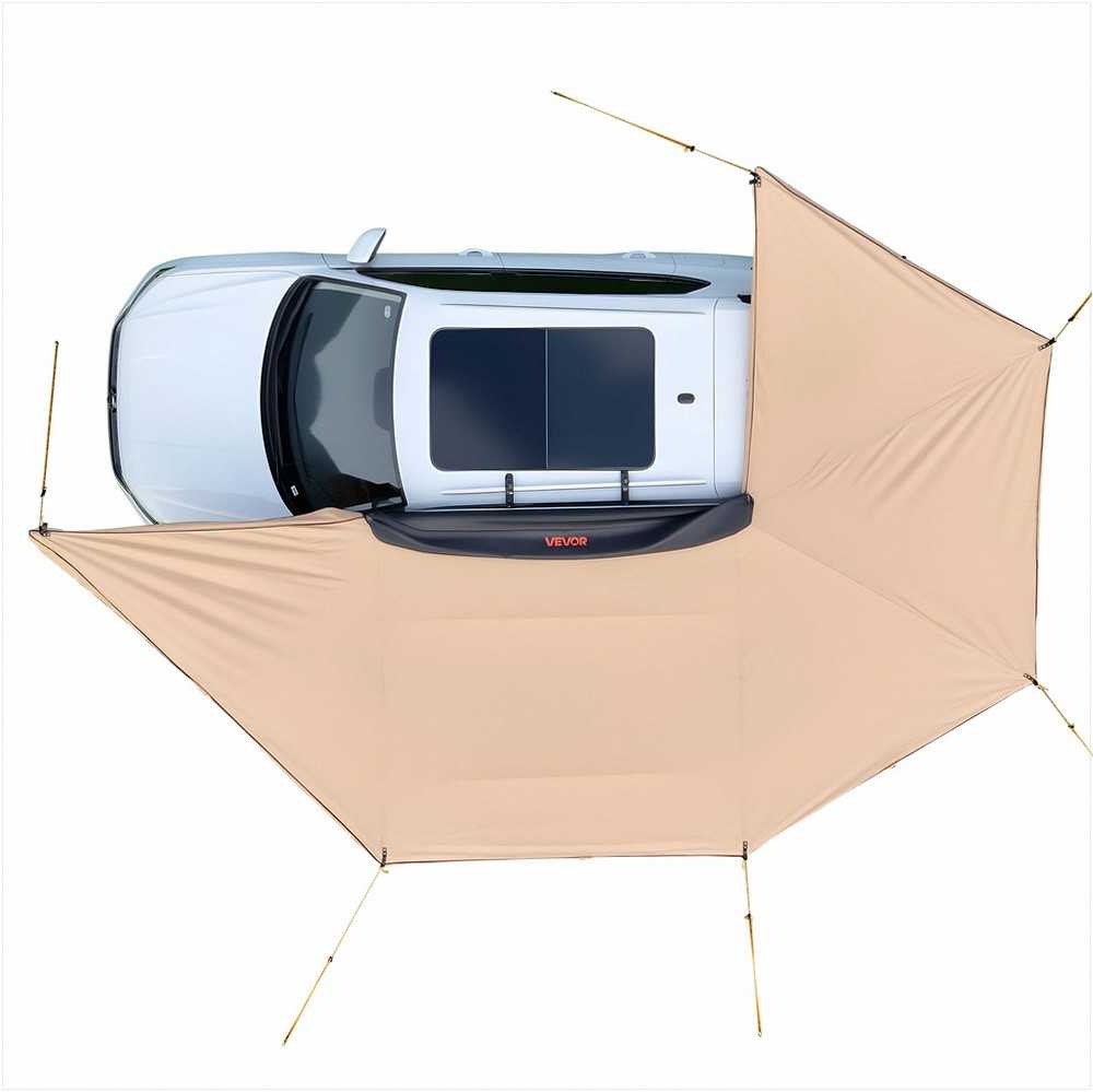 Automobilio šoninė markizė su integruotomis LED lemputėmis stovyklavimui, 270 laipsnių aprėptis, atspari vandeniui, UV50+ apsauga, ištraukiama automobilio markizė, pastogė visureigiams ir bekelei