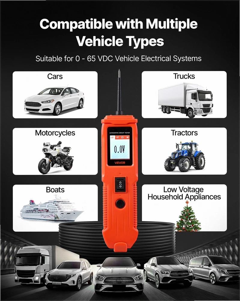 VEVOR Automobilinis grandinės testeris su ekranu