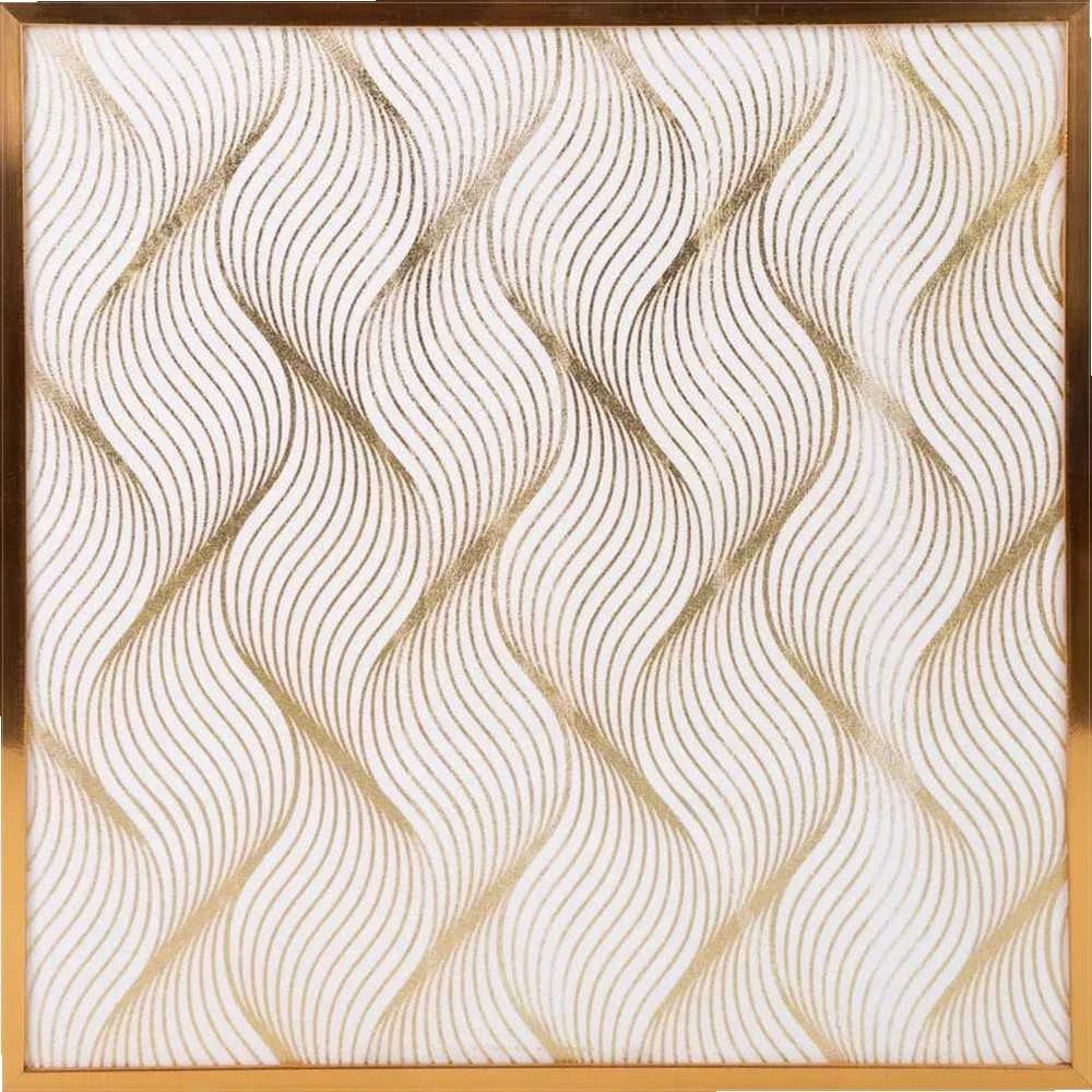 Eurofirany LIMITED COLLECTION BLANCA3 Paveikslas su auksiniu atspaudu aukso spalvos rėmelyje, 53X53 cm, spalva: balta / auksinė