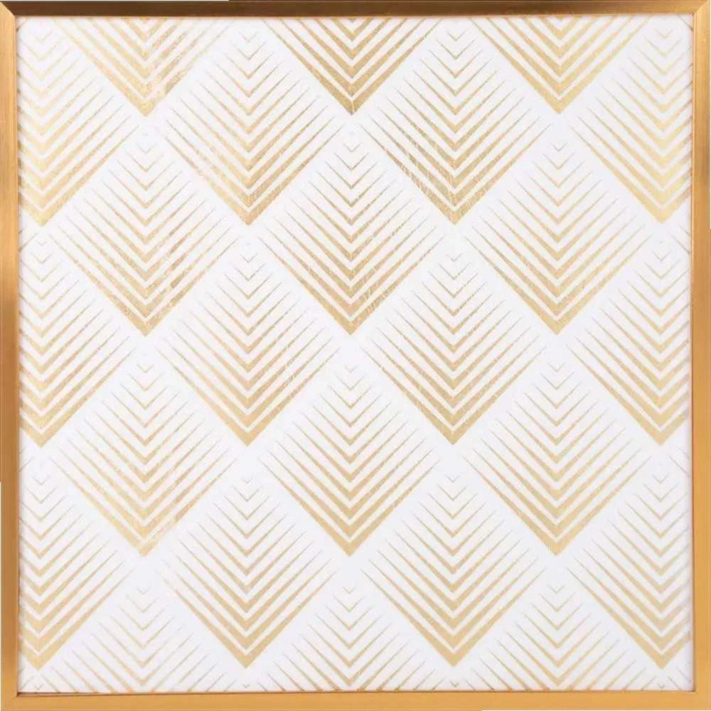 Eurofirany LIMITED COLLECTION BLANCA2 Paveikslas su auksiniu atspaudu aukso spalvos rėmelyje, 53X53 cm, spalva: balta / auksinė