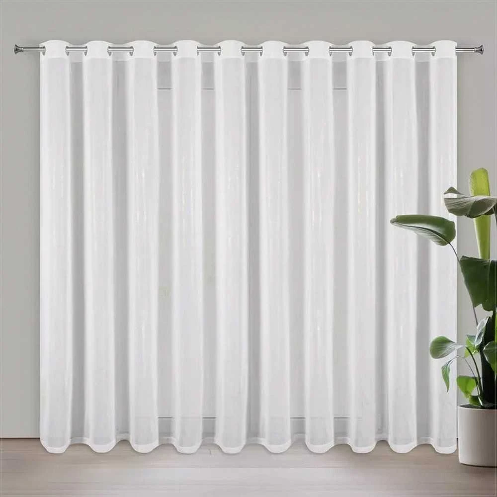 Eurofirany Balta permatoma užuolaida, paruošta tiulio užuolaida, 300x250 cm langų apdaila, lengva poliesterio užuolaida, elegantiškas namų dekoras, šviesą išsklaidanti