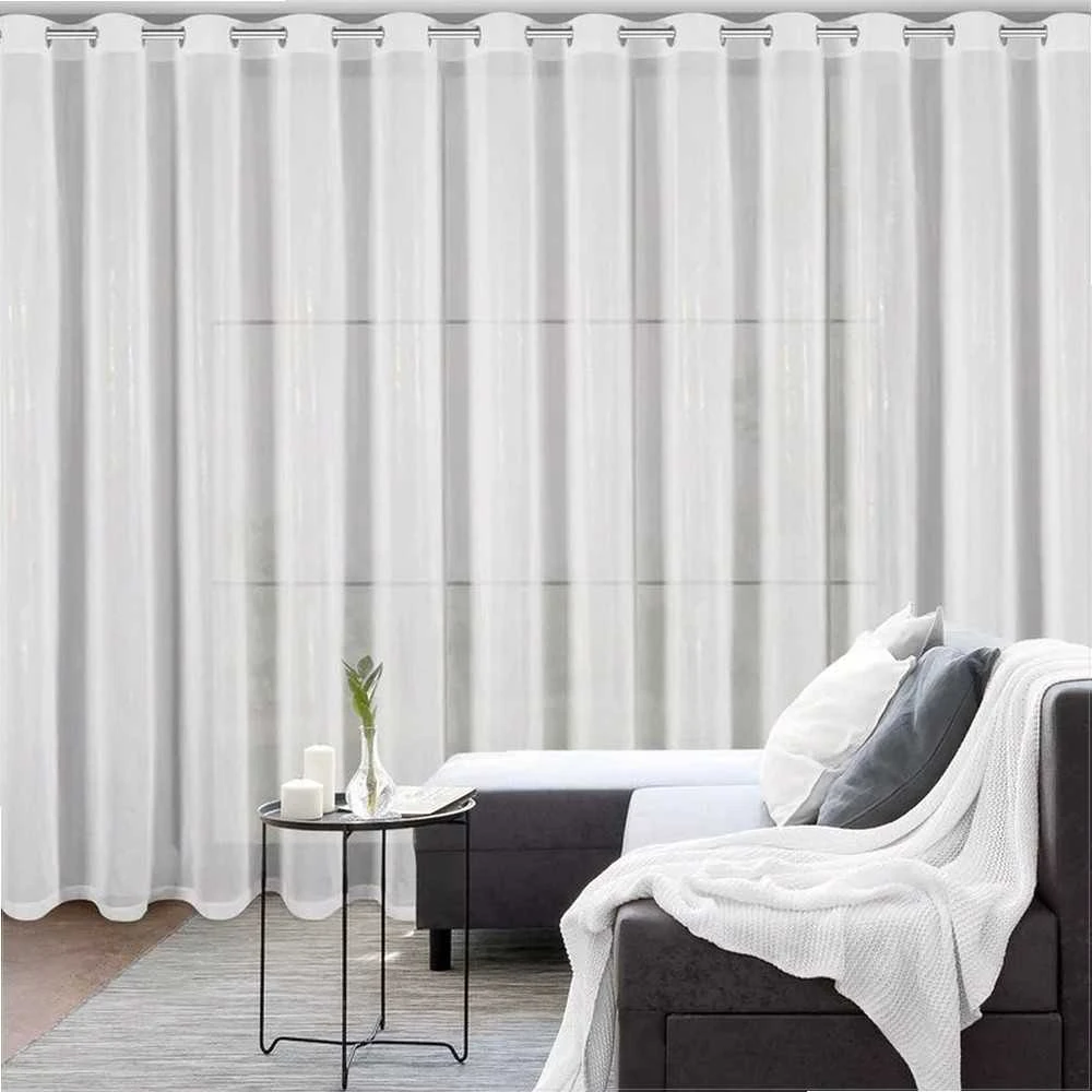 Eurofirany Balta permatoma užuolaida, paruošta tiulio užuolaida, 300x250 cm langų apdaila, lengva poliesterio užuolaida, elegantiškas namų dekoras, šviesą išsklaidanti