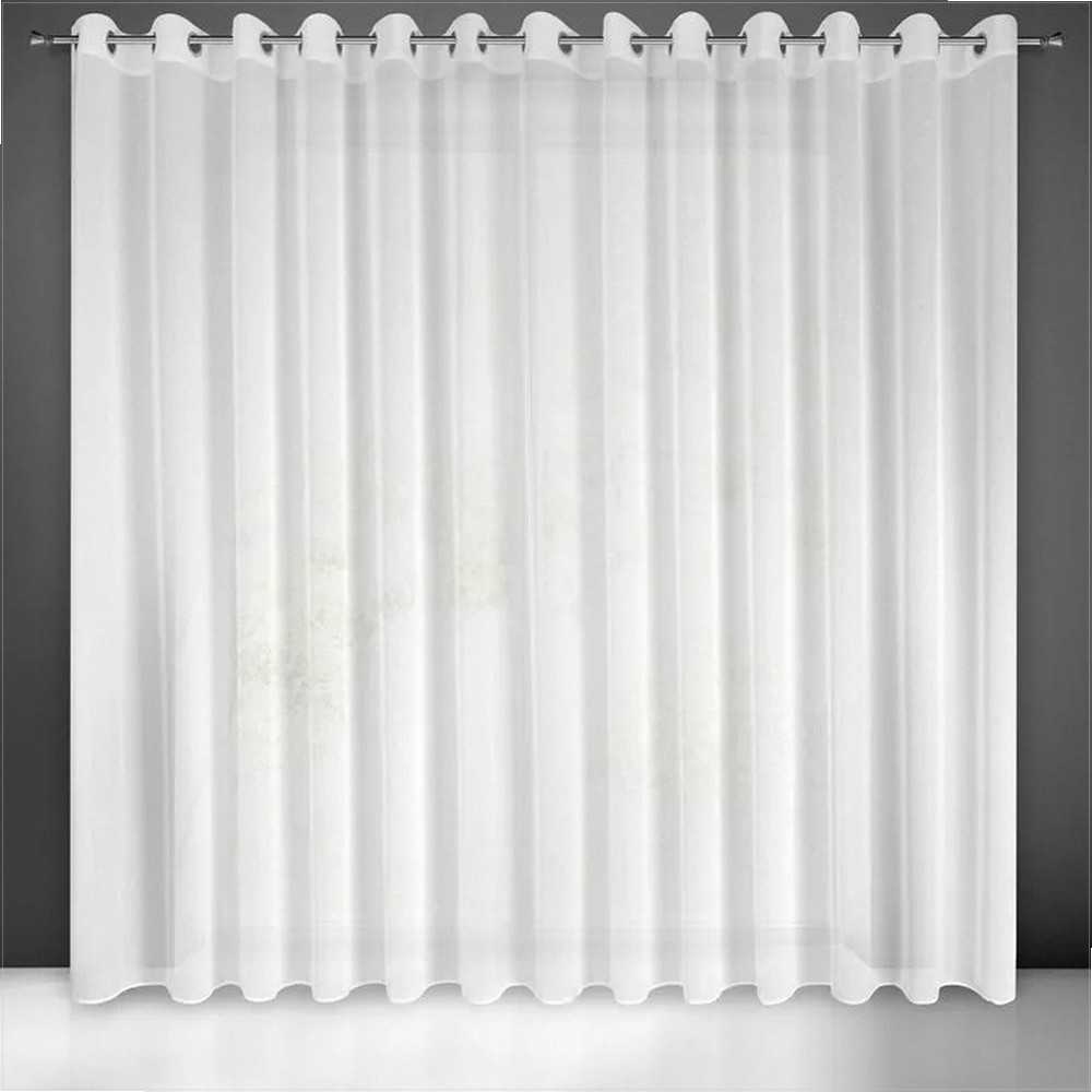 Eurofirany Balta permatoma užuolaida, tekstūruota langų dekoracija, paruoštos užuolaidos su žiedais, 140x250cm balta voilio užuolaida, lengvos poliesterio užuolaidos, kambario dekoras Dieninės užuolaidos