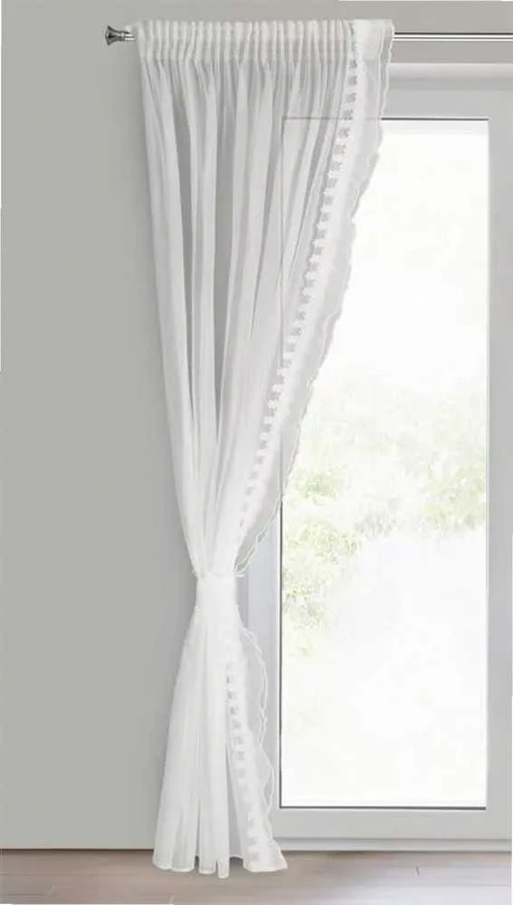 Eurofirany Balta poliesterio užuolaida, 140x270 cm, paruošta kabinimui su apsiuvu ir laikikliu, šviesą sklaidanti tekstūra, moderniam ir klasikiniam interjerui, dieninė užuolaida svetainei