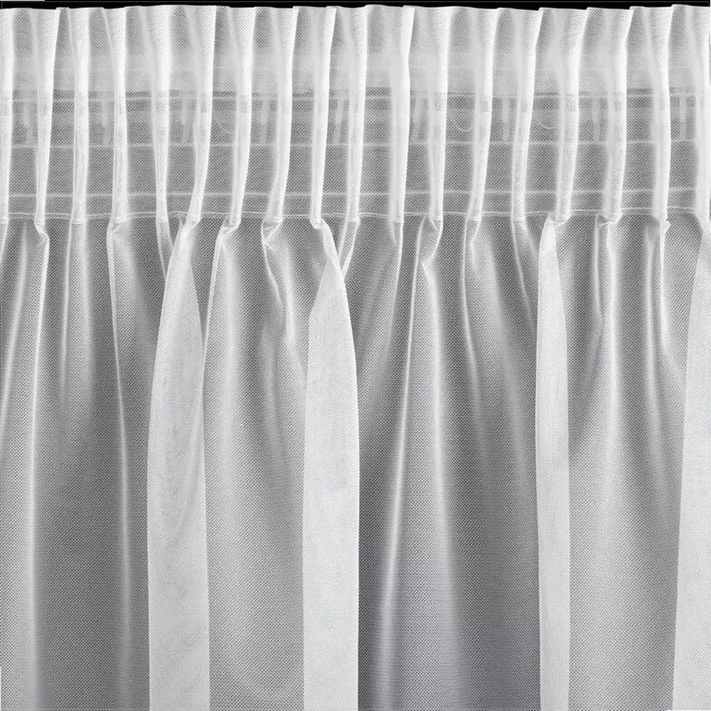 Eurofirany Balta tinklinė užuolaida su rožių rašto juostomis, 350x160 cm, paruošta kabinti, poliesterio langų danga, dekoratyvinė dieninė užuolaida, namų tekstilė