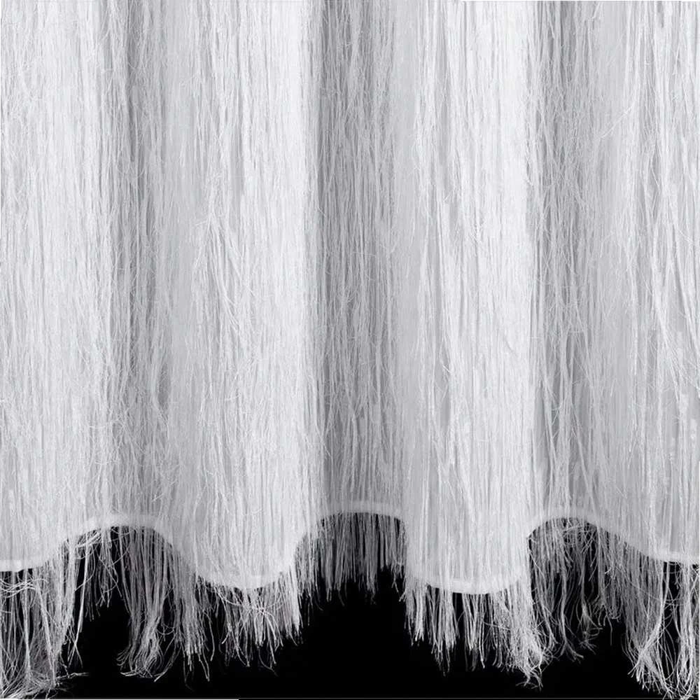 Eurofirany Balta užuolaida su kutais, 140x250 cm, paruošta kabinimui su žiedais, poliesterio audinys, elegantiškas namų dekoras, dieninė užuolaida