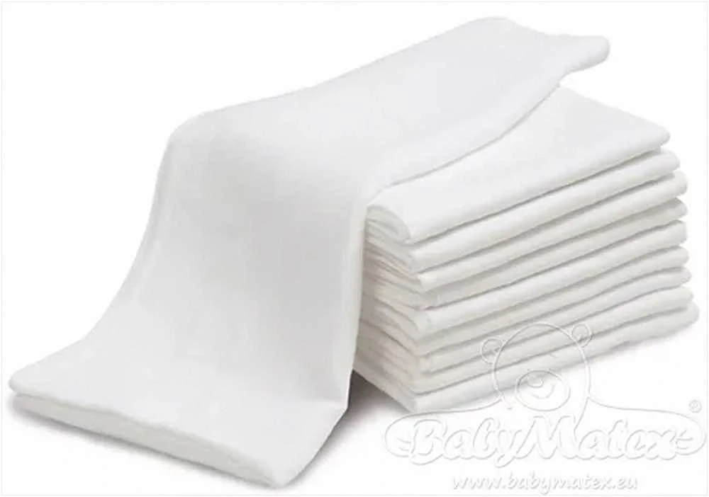 Baby Matex Baltų medvilninių marlės vystyklų rinkinys, 20 vienetų, 70x80 cm, kūdikių priežiūros reikmenys, minkštos palos naujagimiams