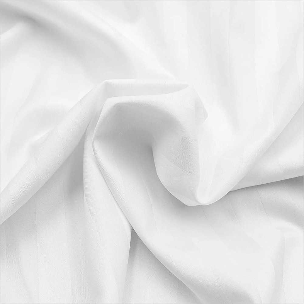Bambuko ir medvilnės satino patalynės komplektas, baltai dryžuotas antklodės užvalkalas 220x200 cm, 7 dalių rinkinys su dekoratyviniu apvadu, hipoalerginė patalynė, prabangi miegamojo tekstilė