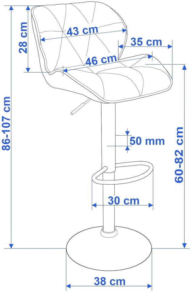 Baro kėdė juoda velvetinė, reguliuojamas aukštis, virtuvės baro kėdė, besisukanti 360°, minkšta sėdynė, pusbario kėdė