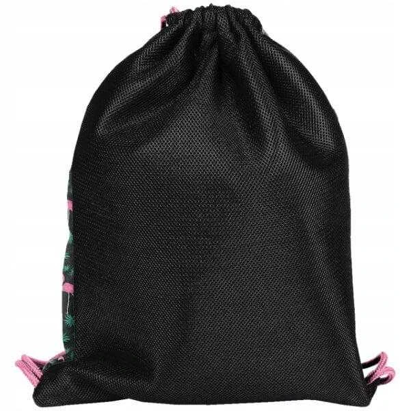 Uniq Mokyklinė kuprinė su flamingais, 42 cm, juoda/rožinė