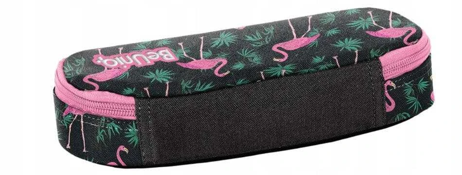 Uniq Mokyklinė kuprinė su flamingais, 42 cm, juoda/rožinė