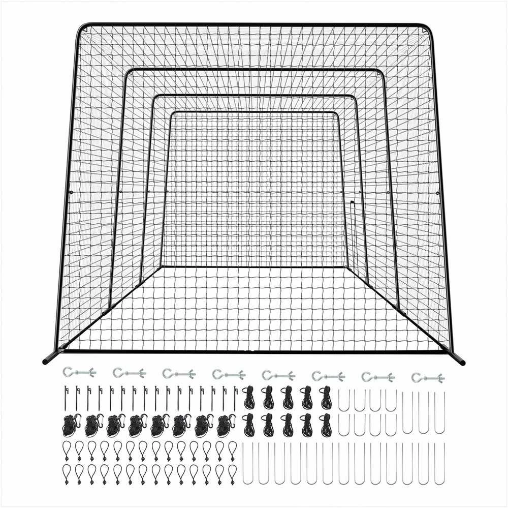 Beisbolo atmušimo narvas nešiojamas laisvai pastatomas, vidaus lauko treniruočių tinklas, sustiprintas plieno rėmas, 45 sluoksnių HDPE atmušimo narvas, didelis treniruočių aptvaras