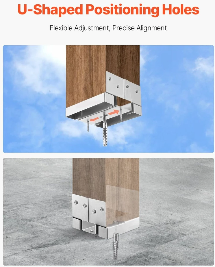 VEVOR 10 vnt 6x6 post pagrindo inkarai betonui 139.5x141.5 mm