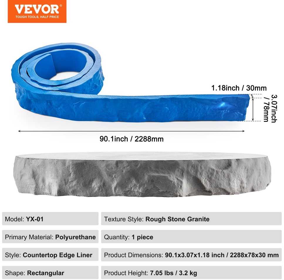 VEVOR Betono forma, Tekstūruota forma, Poliuretano forma, Betono antspaudas, Grindinio forma, Granito tekstūra