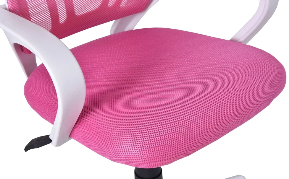 Biuro kėdė, reguliuojamas aukštis, TILT funkcija, balta/rožinė, ergonomiška, sukiojama, ofiso kėdė, darbo kėdė, kompiuterio kėdė