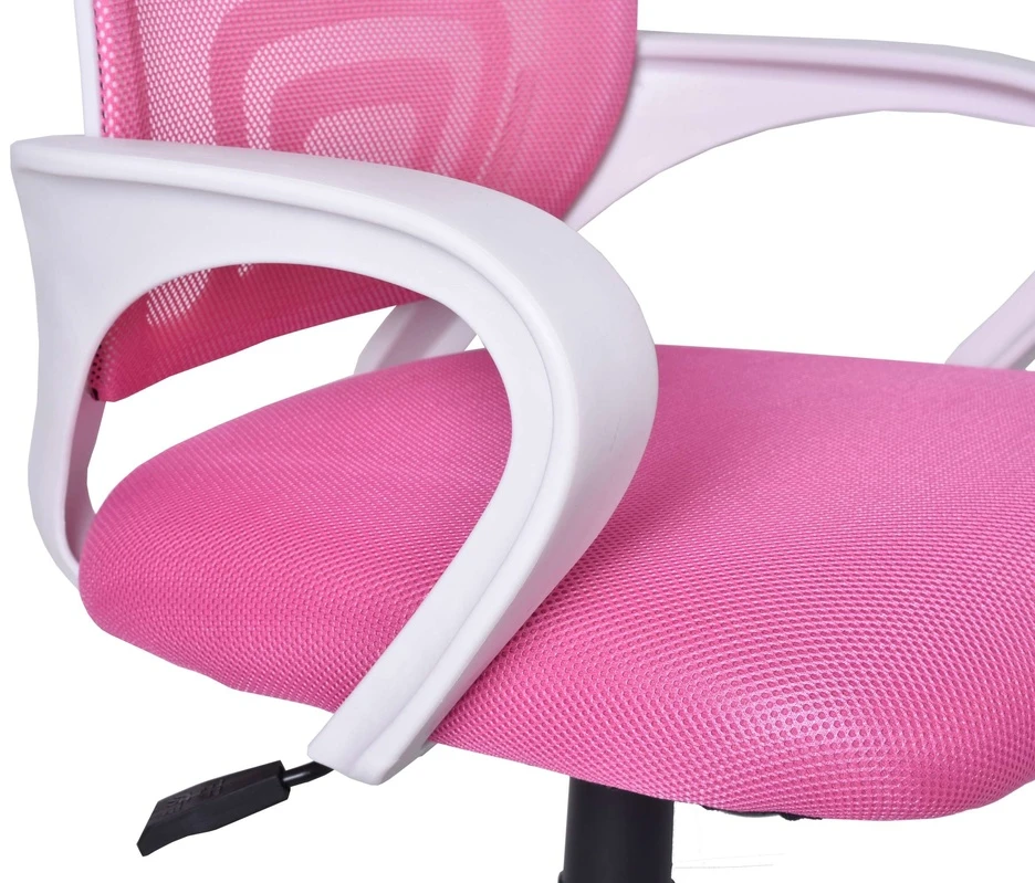 Biuro kėdė, reguliuojamas aukštis, TILT funkcija, balta/rožinė, ergonomiška, sukiojama, ofiso kėdė, darbo kėdė, kompiuterio kėdė