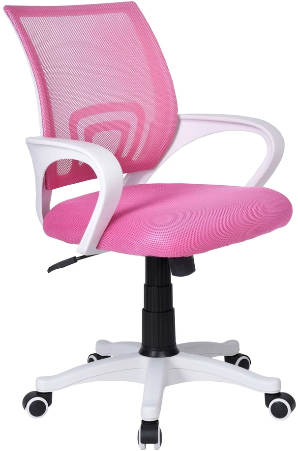 Biuro kėdė, reguliuojamas aukštis, TILT funkcija, balta/rožinė, ergonomiška, sukiojama, ofiso kėdė, darbo kėdė, kompiuterio kėdė