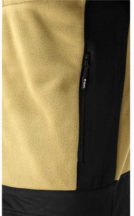 Yato Chaki spalvos flisinis džemperis su gobtuvu, 3XL, darbo drabužiai, šilta flisinė striukė, lauko džemperis, darbo flisas