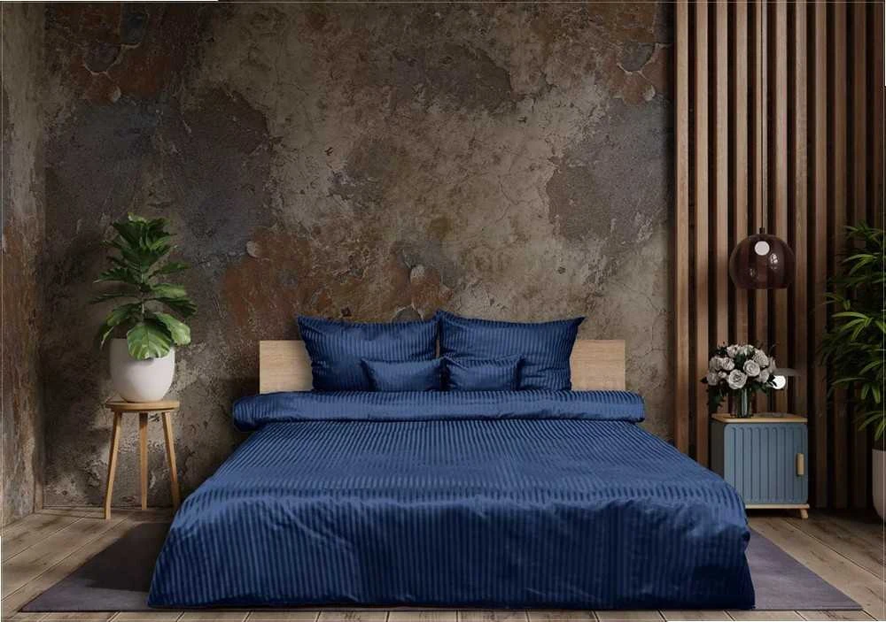 Multitex Damasto medvilnės patalynės komplektas, 220x200 cm antklodės užvalkalas su 2 pagalvių užvalkalais, vienspalvės juostelės, paslėptas užtrauktukas, 150 g/m² svoris, prabangi miegamojo tekstilė