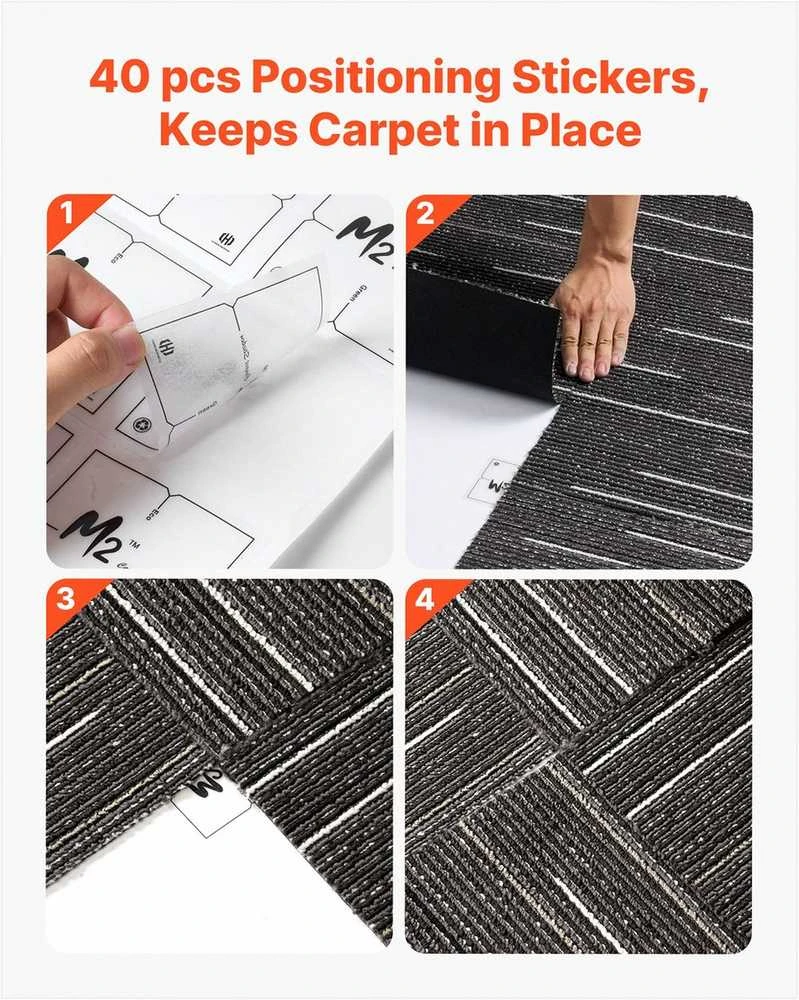Daugkartinio naudojimo kiliminės plytelės 610x610 mm, skirtos vidaus patalpoms, svetainei, miegamajam, biurui, minkštas paminkštintas modulinis kilimas, pilka, moduliniai kiliminiai kvadratai, grindų plytelės, vidaus kiliminės plytelės