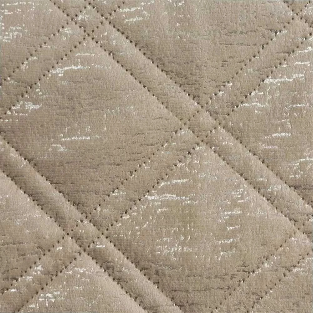 Eurofirany Dekoratyvinė lovatiesė 200x220 cm, smėlio spalvos languotas aksomas, lengvas užtiesalas viengulei lovai, sofos uždangalas, modernus namų dekoras Lovatiesė