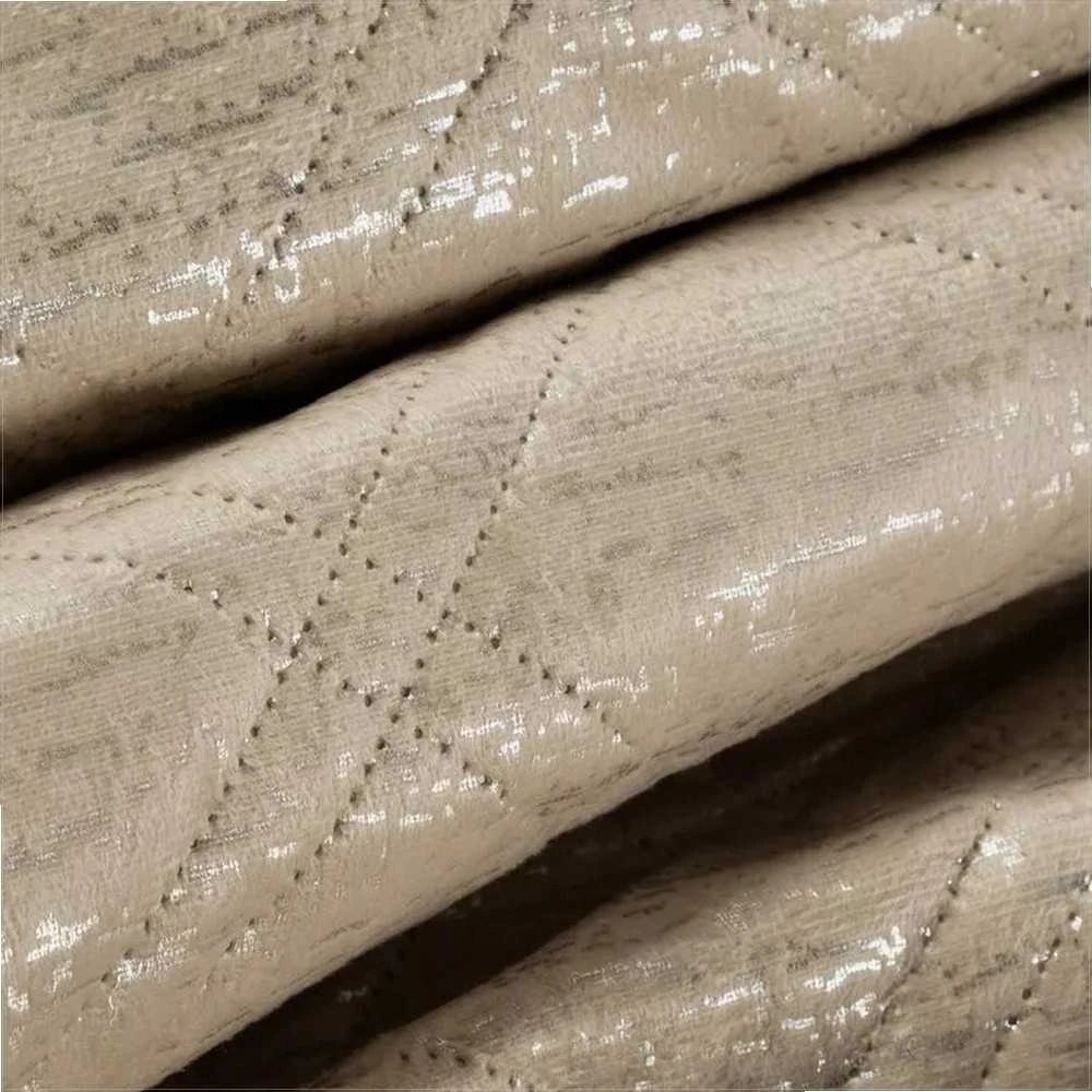 Eurofirany Dekoratyvinė lovatiesė 200x220 cm, smėlio spalvos languotas aksomas, lengvas užtiesalas viengulei lovai, sofos uždangalas, modernus namų dekoras Lovatiesė