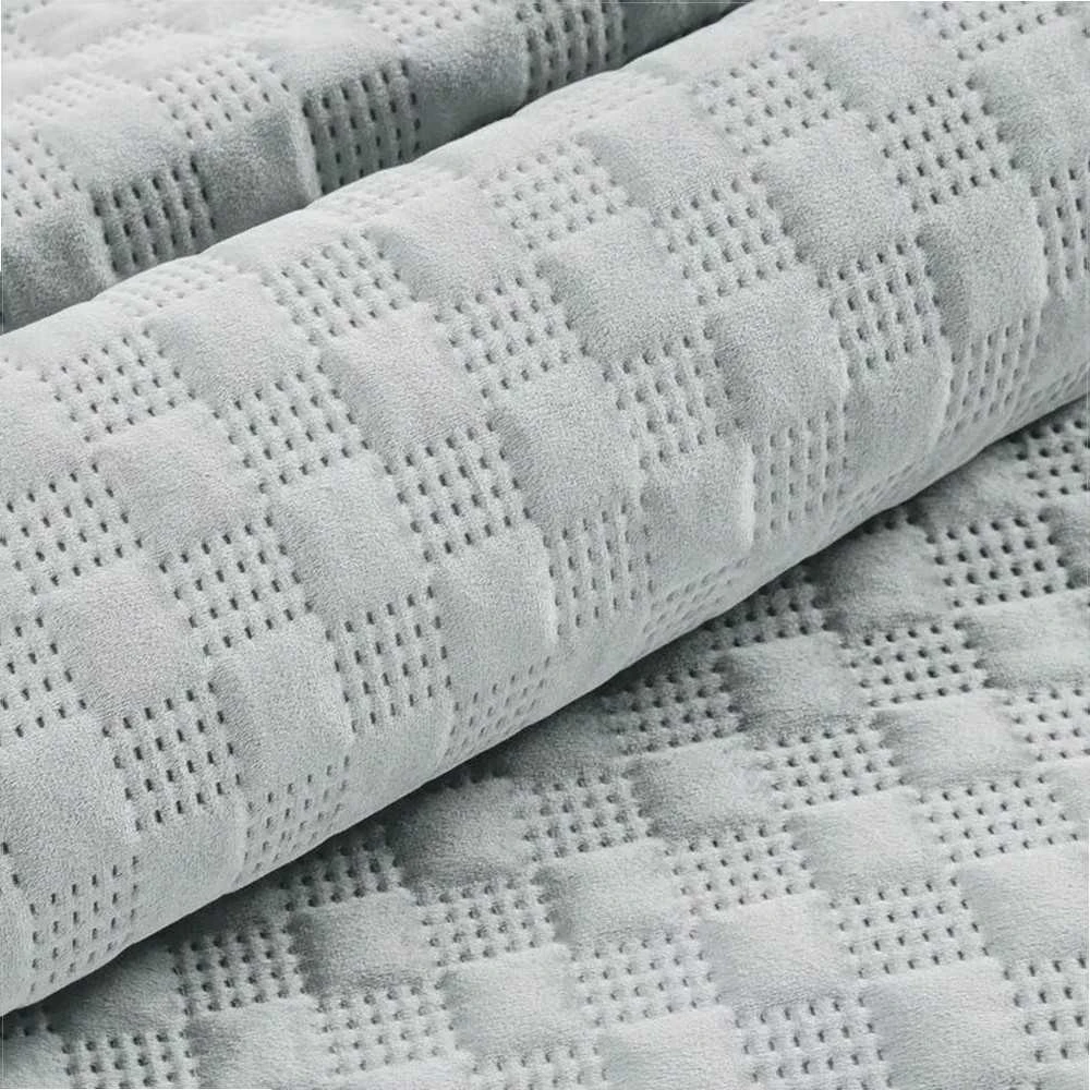 Eurofirany Dekoratyvinis aksominis užtiesalas, dvipusis su dygsniuotu raštu, 200x220 cm, minkštas poliesterio lovos aksesuaras, namų dekoro apklotas, lovatiesė miegamajam Lovatiesė