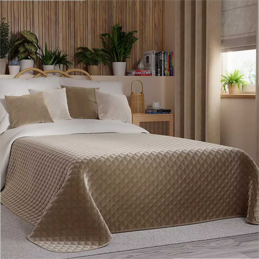 Dekoratyvinis pledas, 170x210 cm, geometrinis raštas, aksominis apvadas, miegamojo ir svetainės dekoras, smėlio spalvos pledas