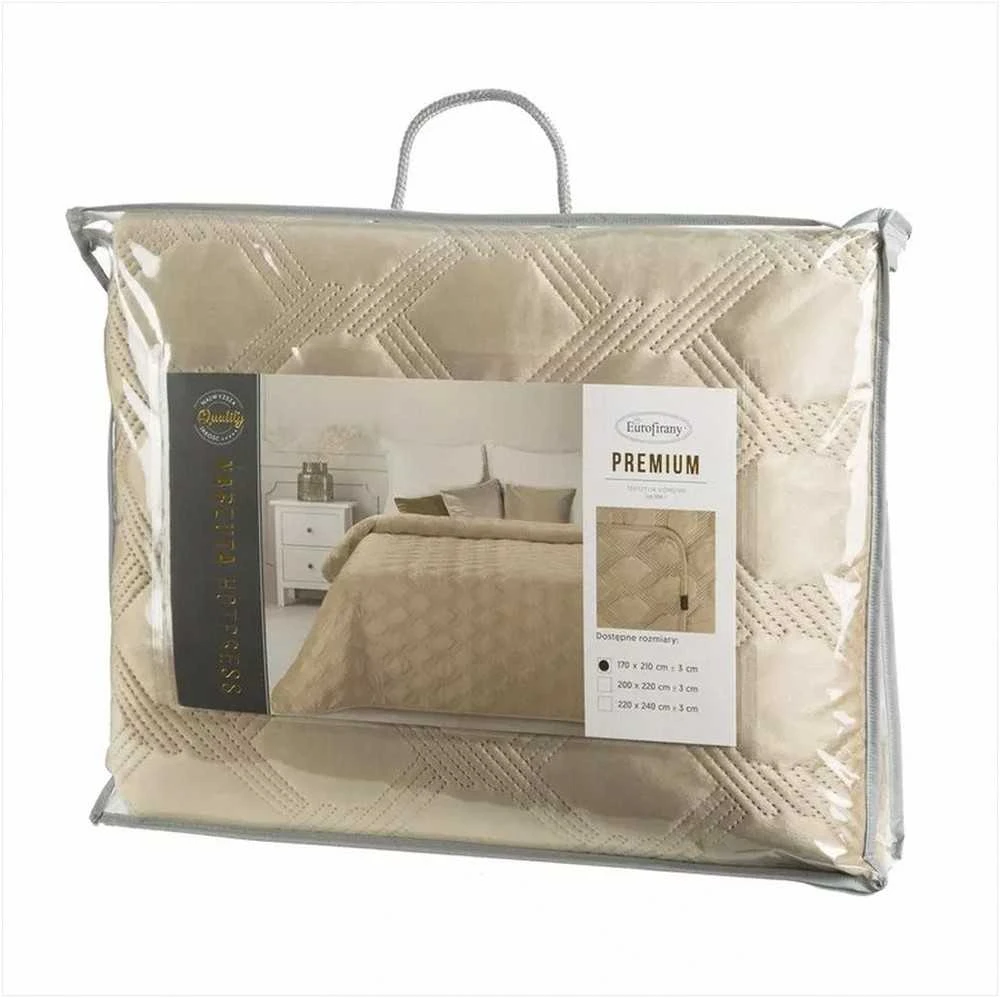 Eurofirany Dekoratyvinis pledas, 170x210 cm, veliūrinis audinys, dryžuotas raštas, hot press technika, 250 g/m² svoris, lovos užtiesalas, minkšta antklodė Lovatiesė